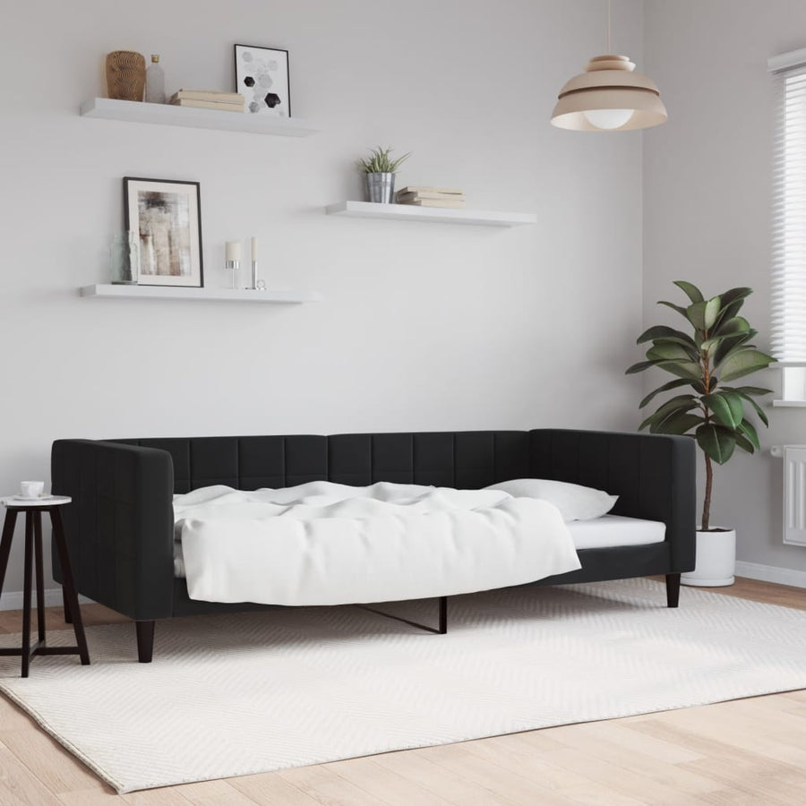 Slaapbank Fluweel 90 x 190 cm Zwart zonder matras