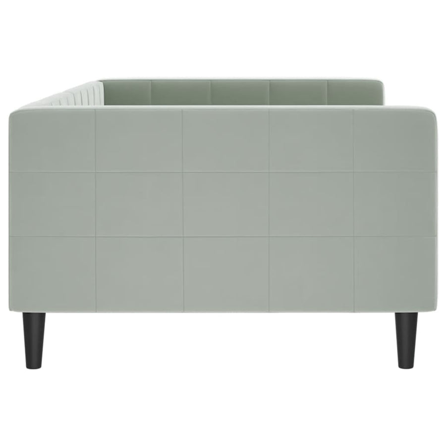 Slaapbank 100x190 cm fluweel lichtgrijs