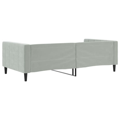 Slaapbank 100x190 cm fluweel lichtgrijs