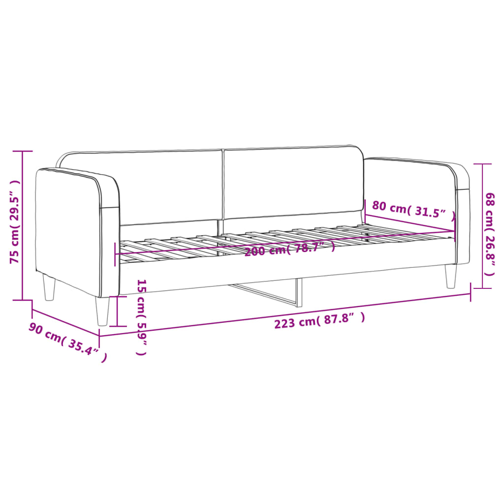 Slaapbank Stof 80 x 200 cm Lichtgrijs zonder matras