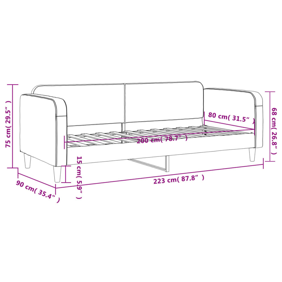 Slaapbank Stof 80 x 200 cm Lichtgrijs zonder matras