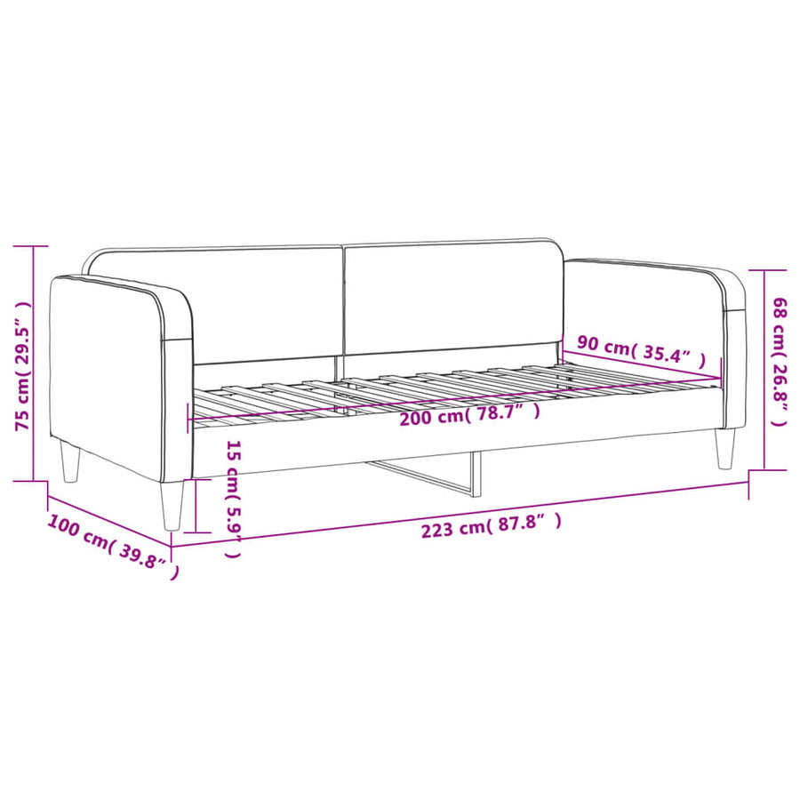 Slaapbank Stof 90 x 200 cm Zwart zonder matras