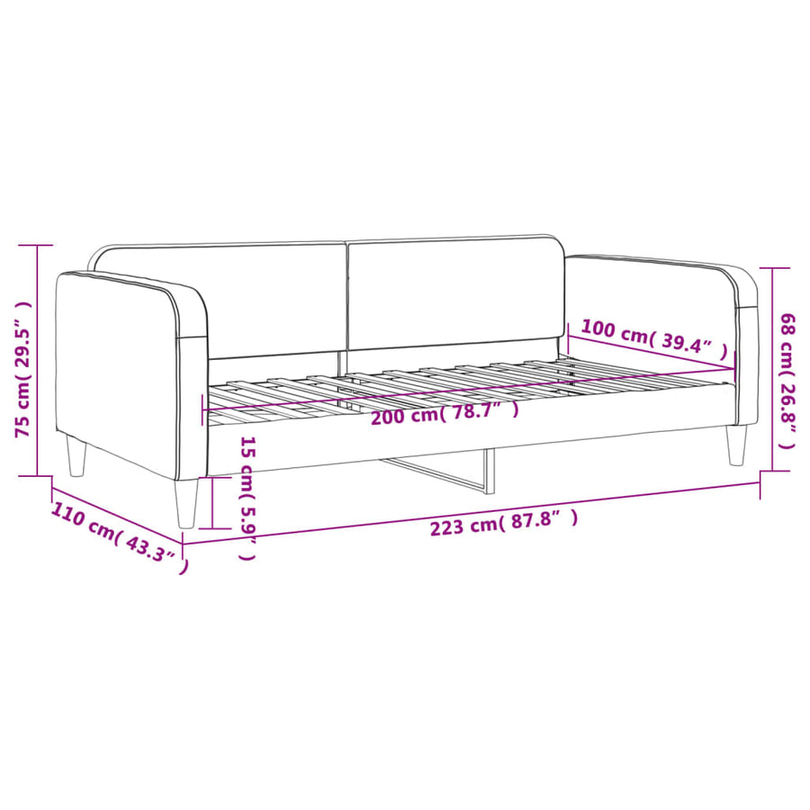 Slaapbank Stof 100 x 200 cm Zwart zonder matras