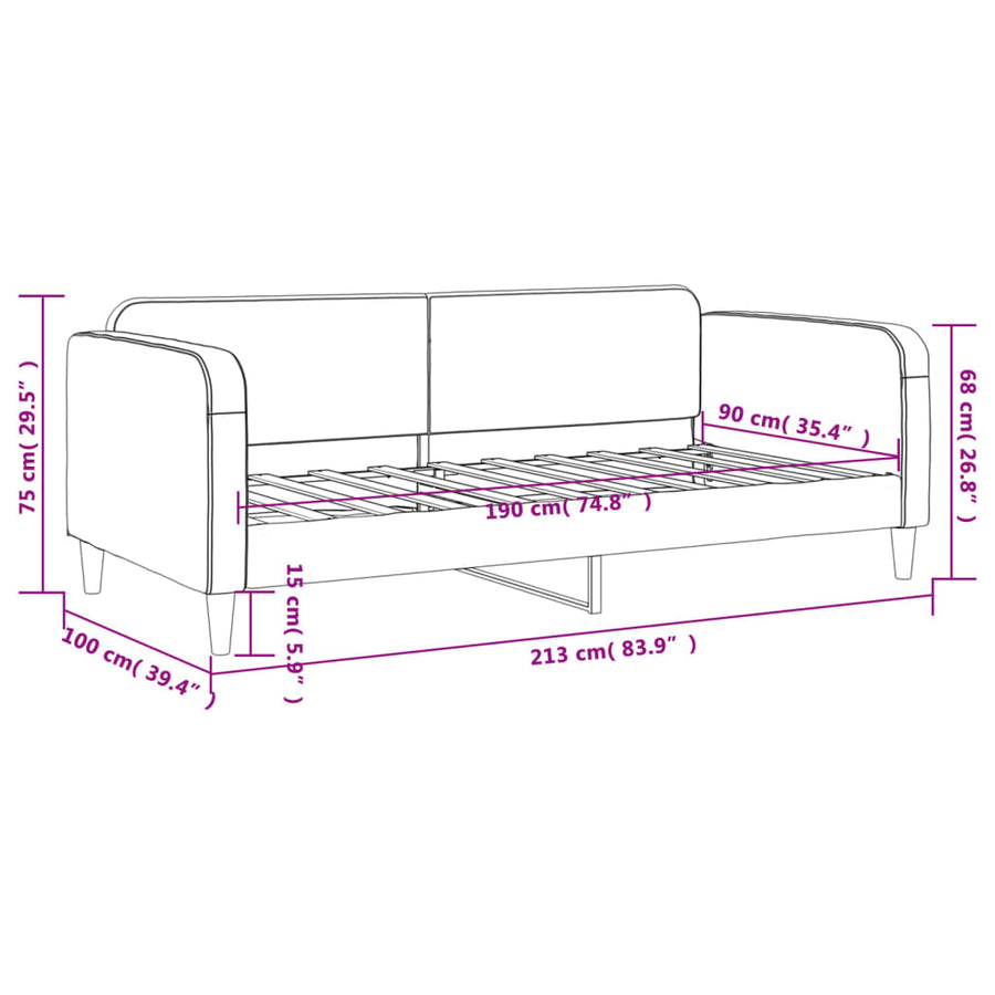Slaapbank Stof 90 x 190 cm Lichtgrijs zonder matras