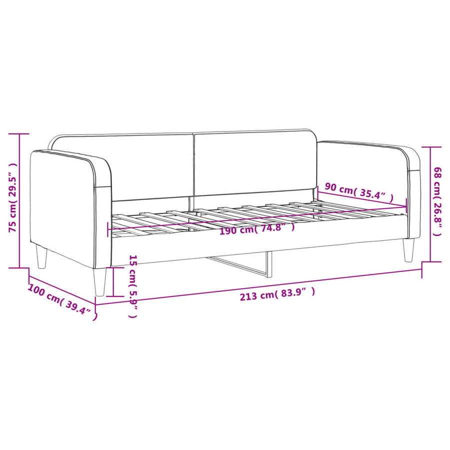 Slaapbank Stof 90 x 190 cm Donkergrijs zonder matras