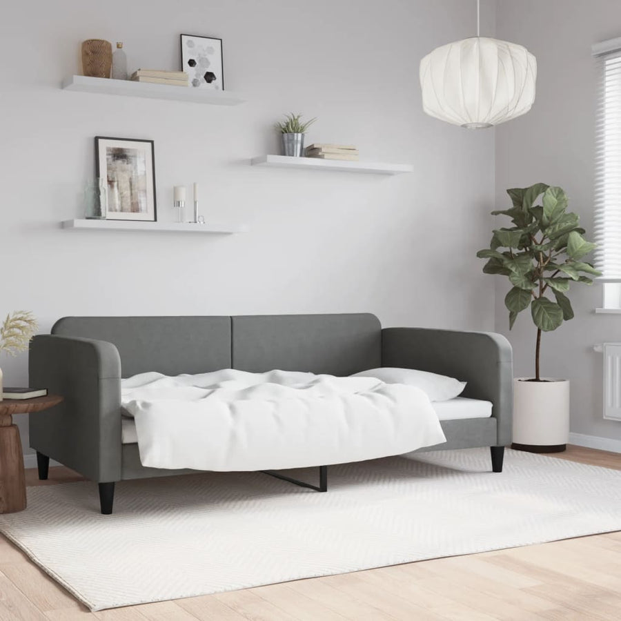 Slaapbank 100x190 cm stof donkergrijs