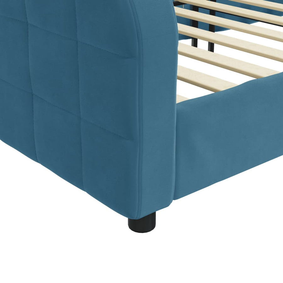 Slaapbank 80x200 cm fluweel blauw 80 x 200 cm Blauw zonder matras
