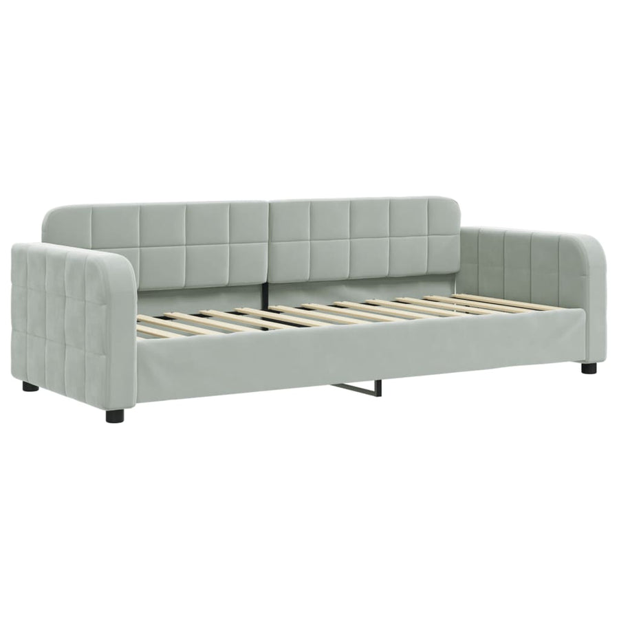 Slaapbank 80x200 cm fluweel lichtgrijs 80 x 200 cm Lichtgrijs zonder matras