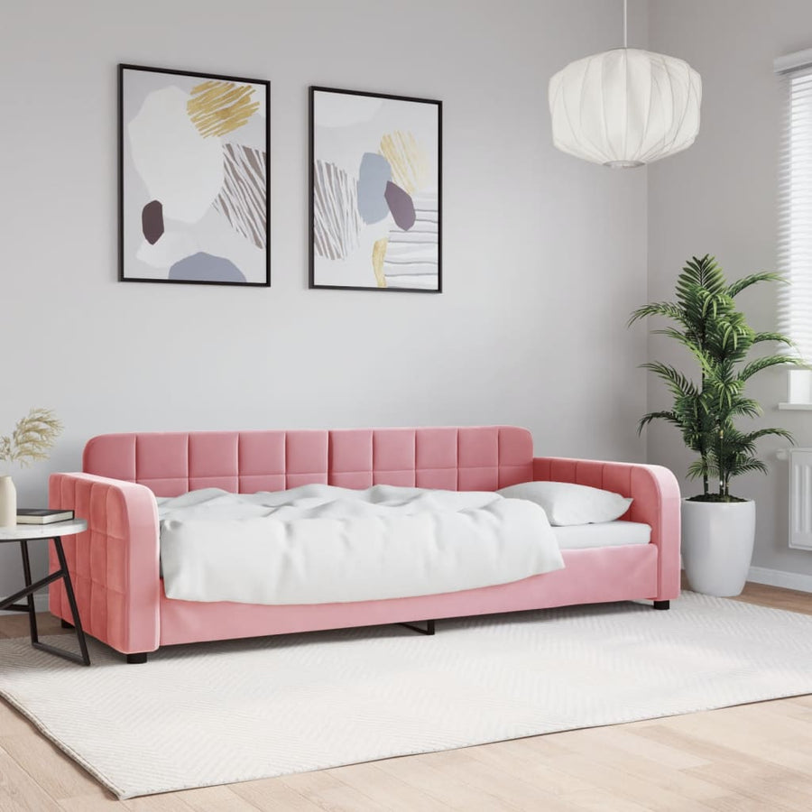 Slaapbank 80x200 cm fluweel roze 80 x 200 cm Roze