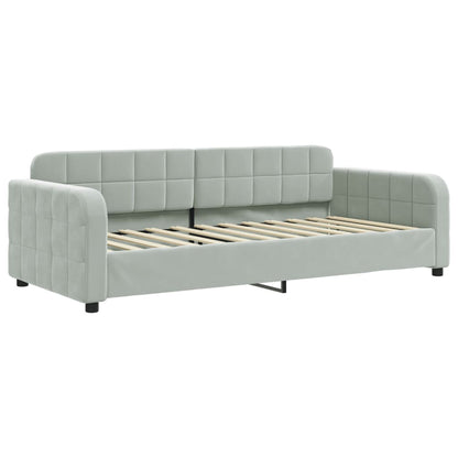 Slaapbank 90x200 cm fluweel lichtgrijs 90 x 200 cm Lichtgrijs zonder matras