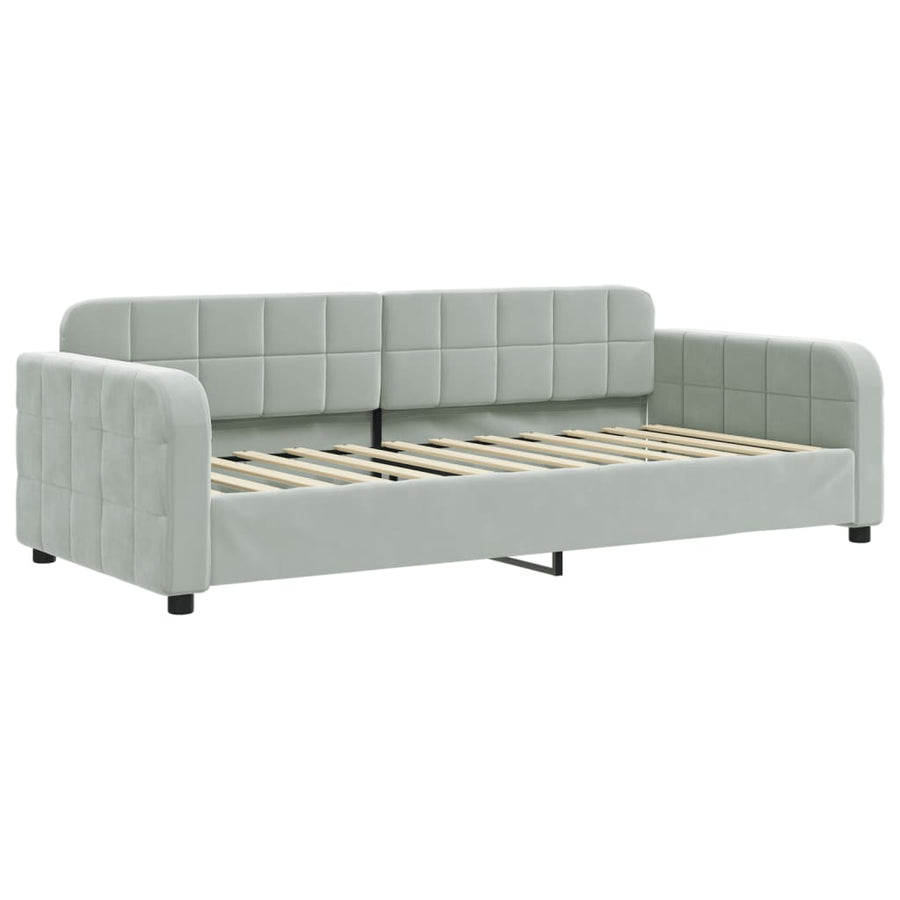 Slaapbank 90x200 cm fluweel lichtgrijs 90 x 200 cm Lichtgrijs zonder matras