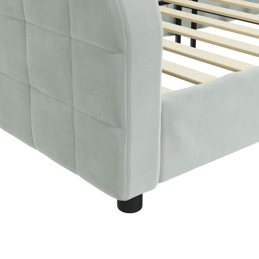 Slaapbank 90x200 cm fluweel lichtgrijs 90 x 200 cm Lichtgrijs zonder matras