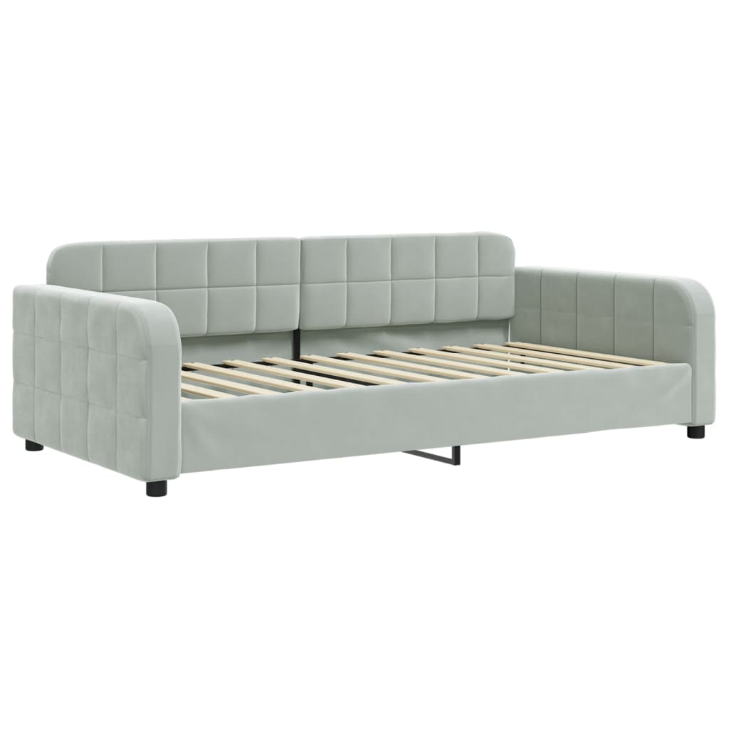 Slaapbank 100x200 cm fluweel lichtgrijs 100 x 200 cm Lichtgrijs zonder matras