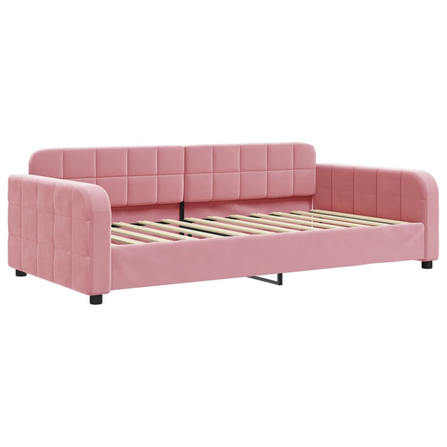 Slaapbank 100x200 cm fluweel roze 100 x 200 cm Roze