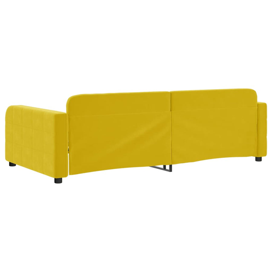 Slaapbank 100x200 cm fluweel geel 100 x 200 cm Geel zonder matras