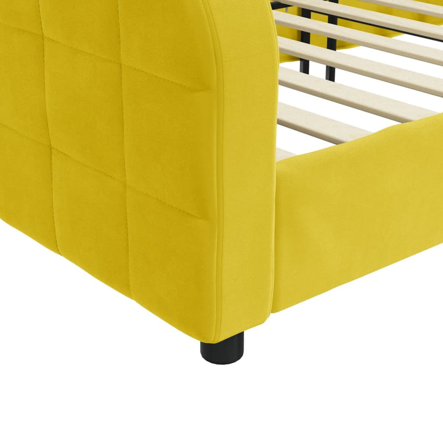 Slaapbank 100x200 cm fluweel geel 100 x 200 cm Geel zonder matras
