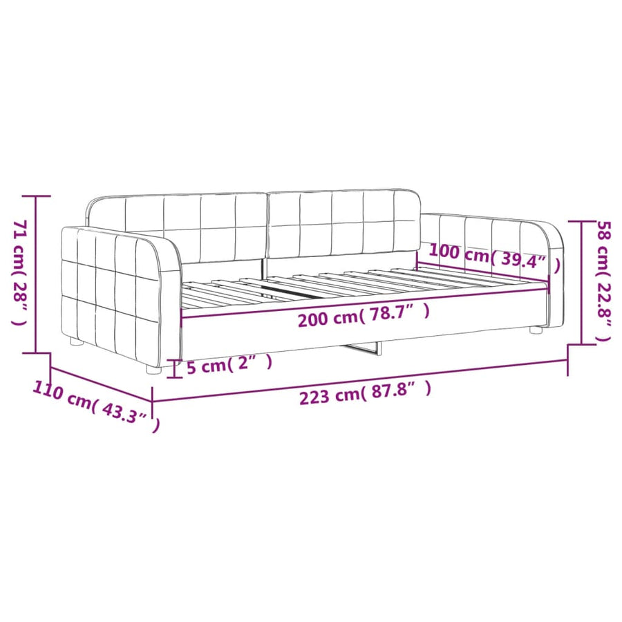 Slaapbank 100x200 cm fluweel geel 100 x 200 cm Geel zonder matras