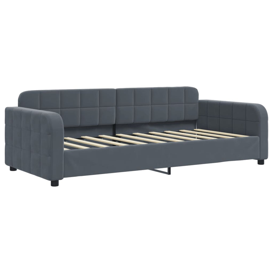 Slaapbank Fluweel 90 x 190 cm Donkergrijs