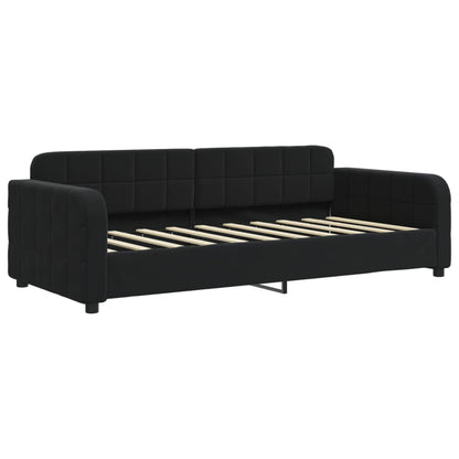 Slaapbank 90x190 cm fluweel zwart 90 x 190 cm Zwart zonder matras