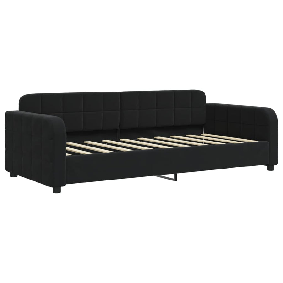 Slaapbank 90x190 cm fluweel zwart 90 x 190 cm Zwart zonder matras