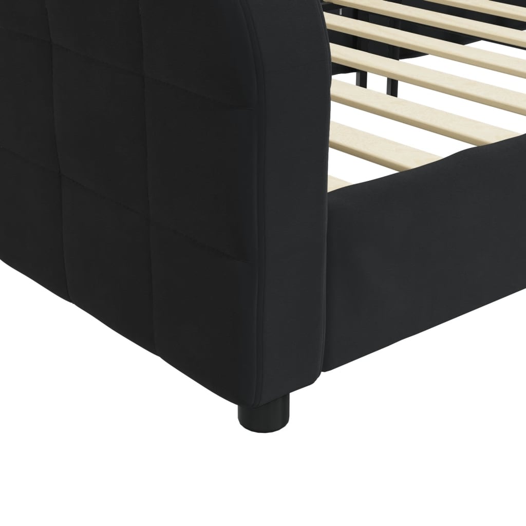 Slaapbank 90x190 cm fluweel zwart 90 x 190 cm Zwart zonder matras