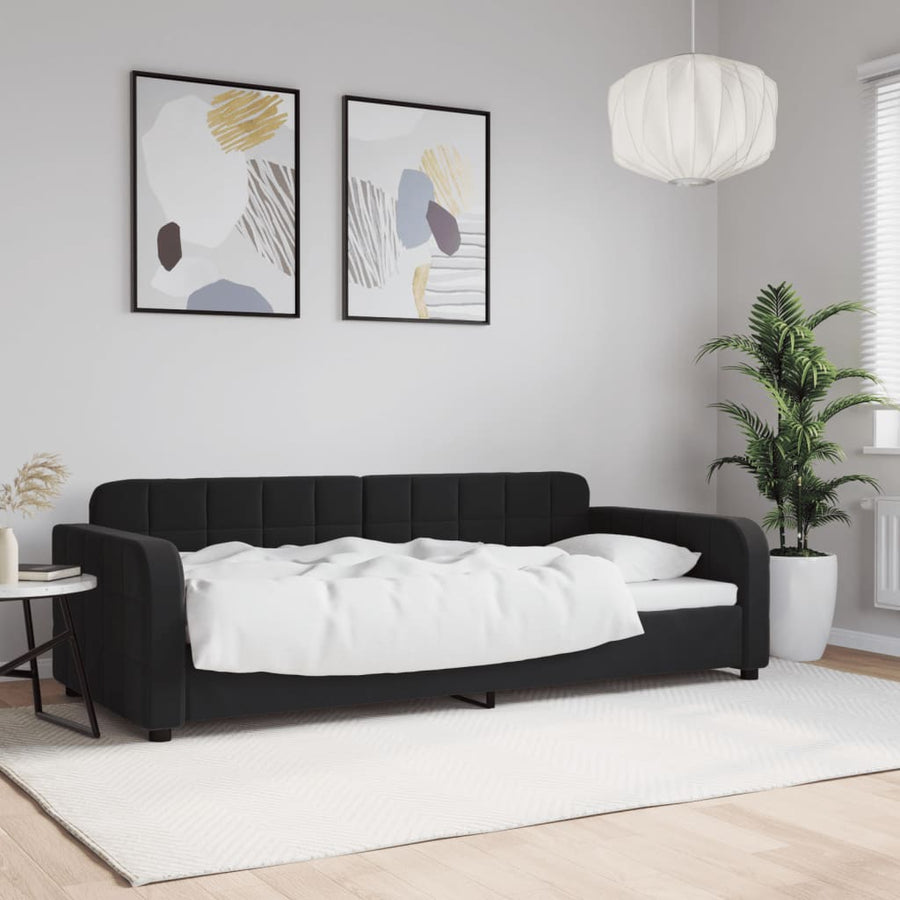 Slaapbank 90x190 cm fluweel zwart 90 x 190 cm Zwart zonder matras