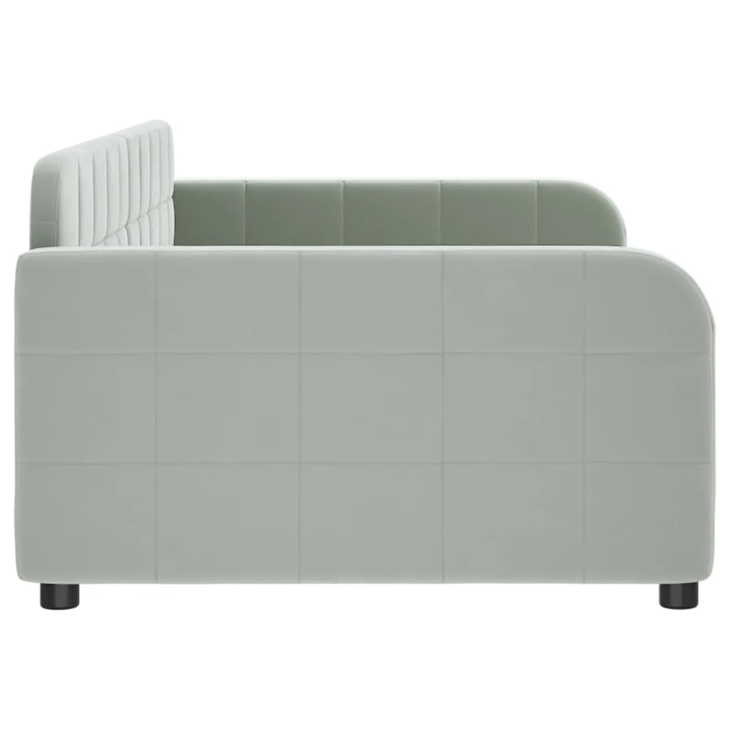 Slaapbank 100x190 cm fluweel lichtgrijs