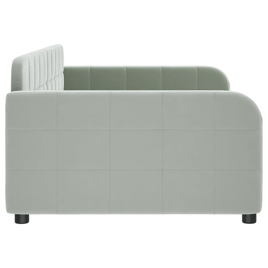 Slaapbank 100x190 cm fluweel lichtgrijs