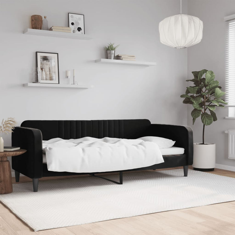 Slaapbank Fluweel 80x200 cm Zwart zonder matras