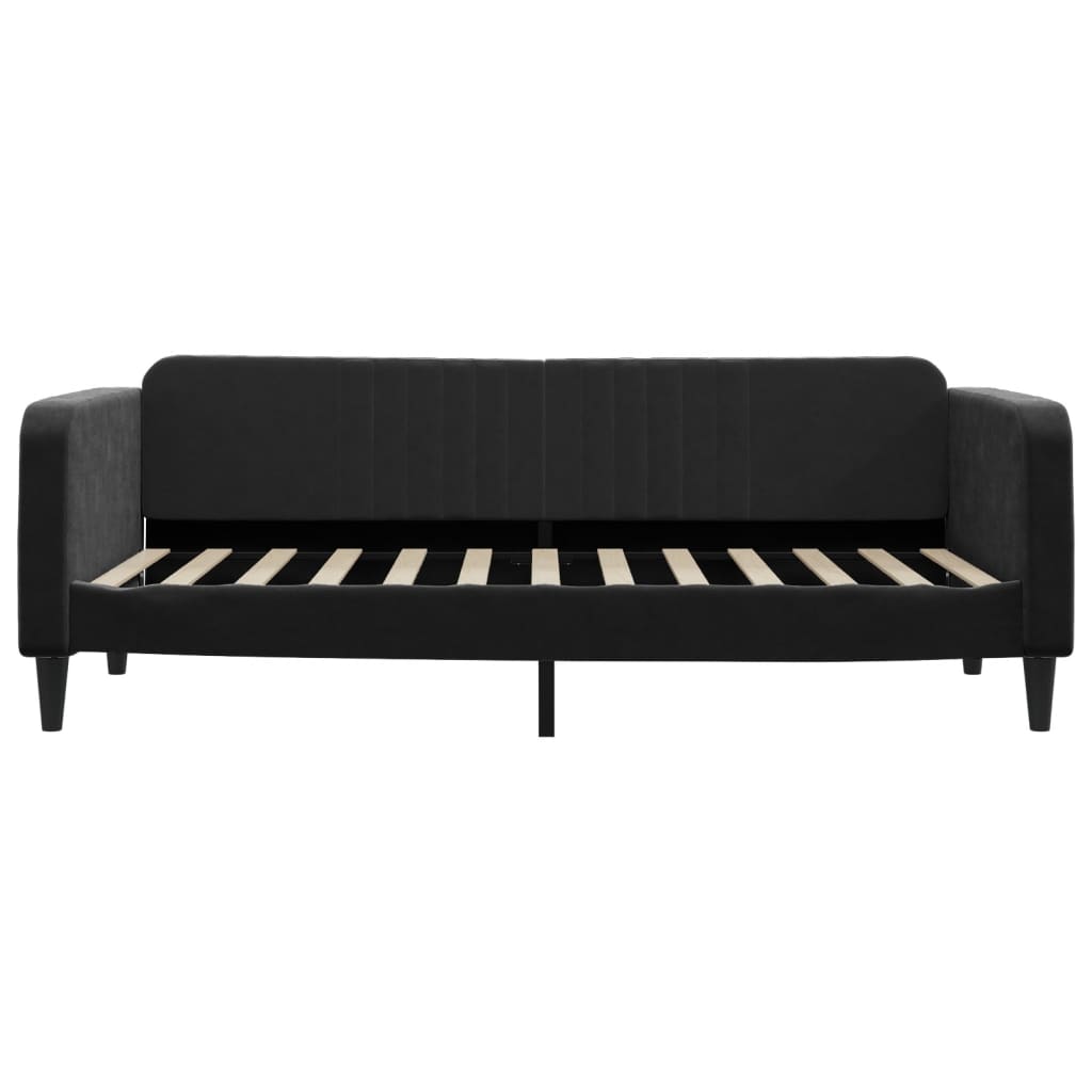 Slaapbank Fluweel 90x200 cm Zwart zonder matras