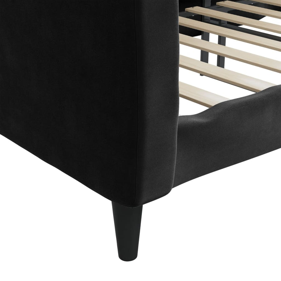 Slaapbank Fluweel 90x200 cm Zwart zonder matras