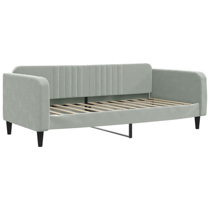 Slaapbank Fluweel 100x200 cm Lichtgrijs zonder matras