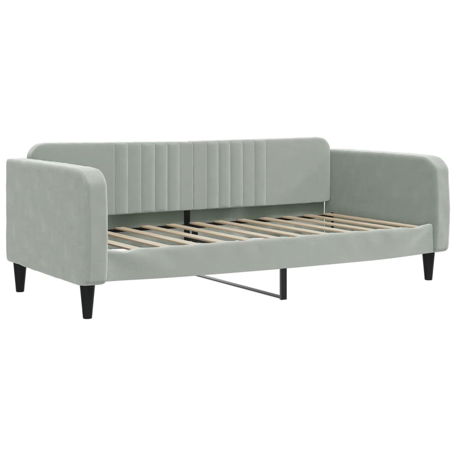 Slaapbank Fluweel 100x200 cm Lichtgrijs zonder matras
