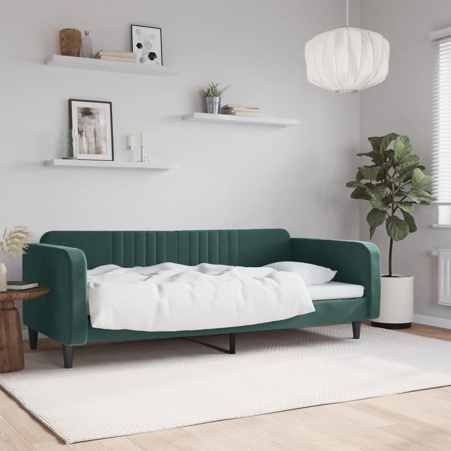 Slaapbank Fluweel 100x200 cm Donkergroen zonder matras