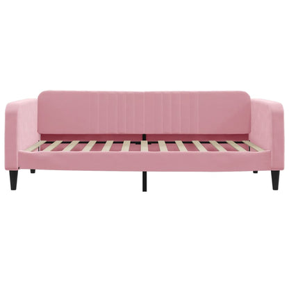 Slaapbank Fluweel 100x200 cm Roze zonder matras