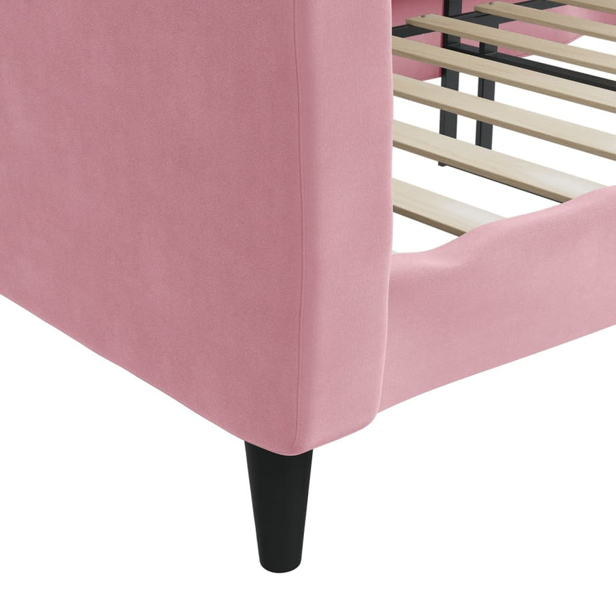 Slaapbank Fluweel 100x200 cm Roze zonder matras
