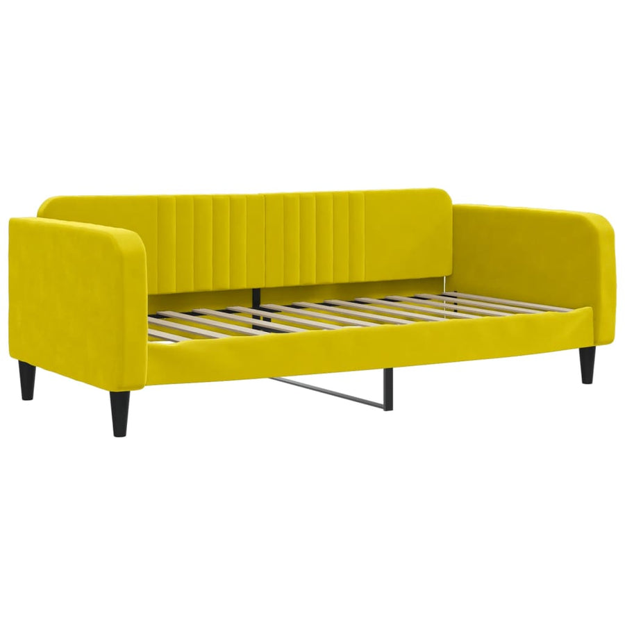 Slaapbank Fluweel 100x200 cm Geel zonder matras