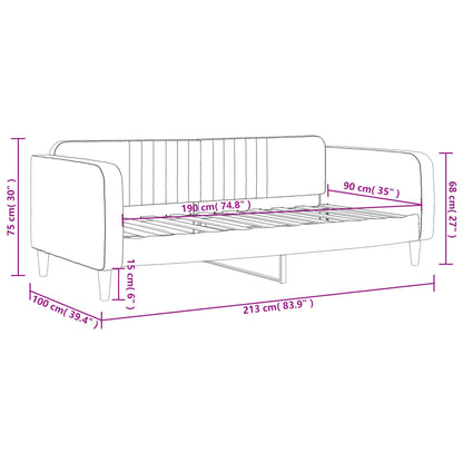 Slaapbank Fluweel 90x190 cm Lichtgrijs zonder matras