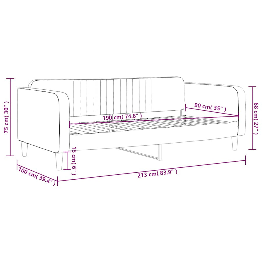 Slaapbank 90x190 cm fluweel donkergrijs