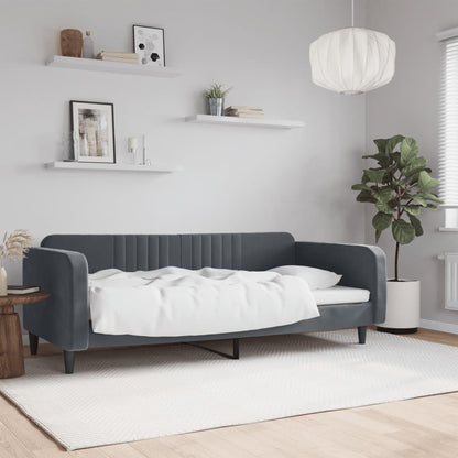 Slaapbank 90x190 cm fluweel donkergrijs