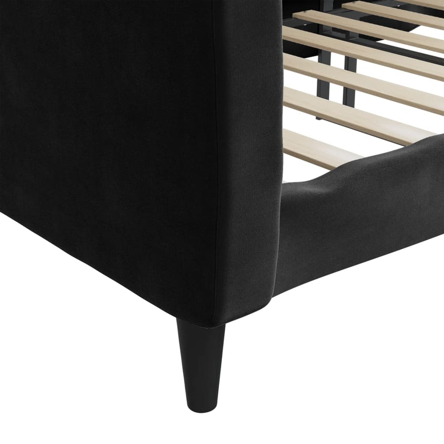 Slaapbank Fluweel 90x190 cm Zwart zonder matras