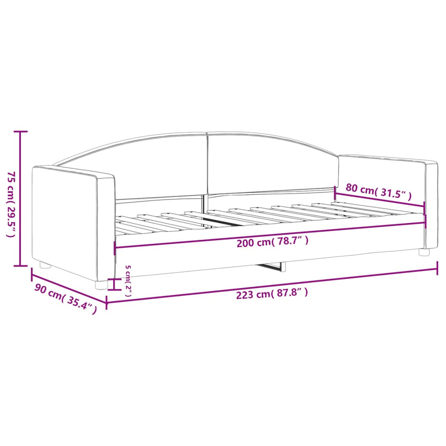 Slaapbank Stof 80 x 200 cm Taupe zonder matras