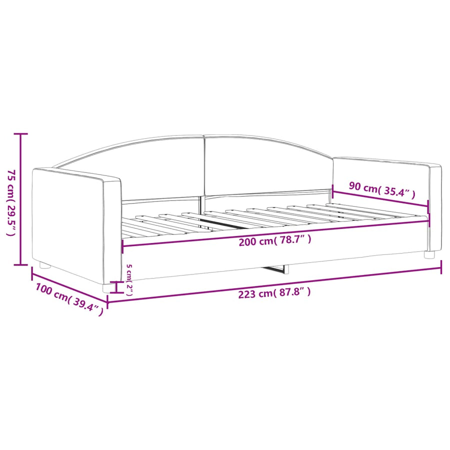 Slaapbank Stof 90 x 200 cm Lichtgrijs zonder matras