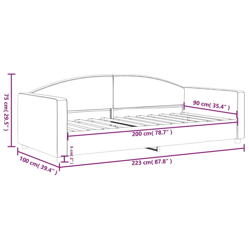 Slaapbank Stof 90 x 200 cm Taupe zonder matras