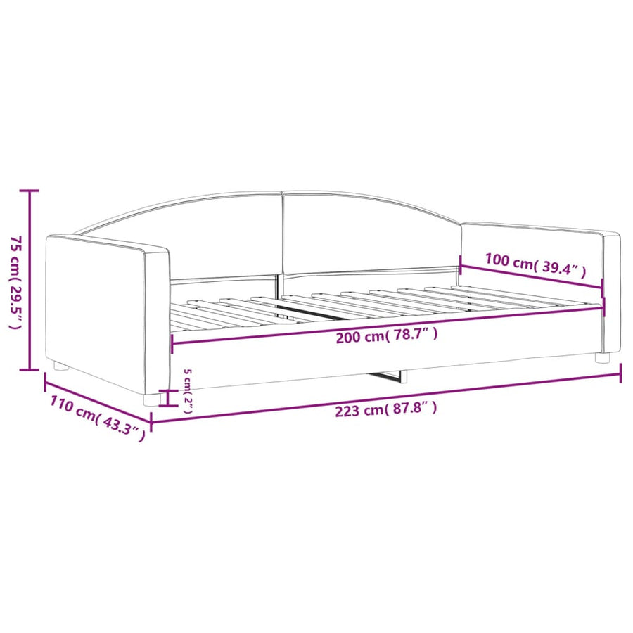 Slaapbank Stof Kleurig 100 x 200 cm Crème zonder matras