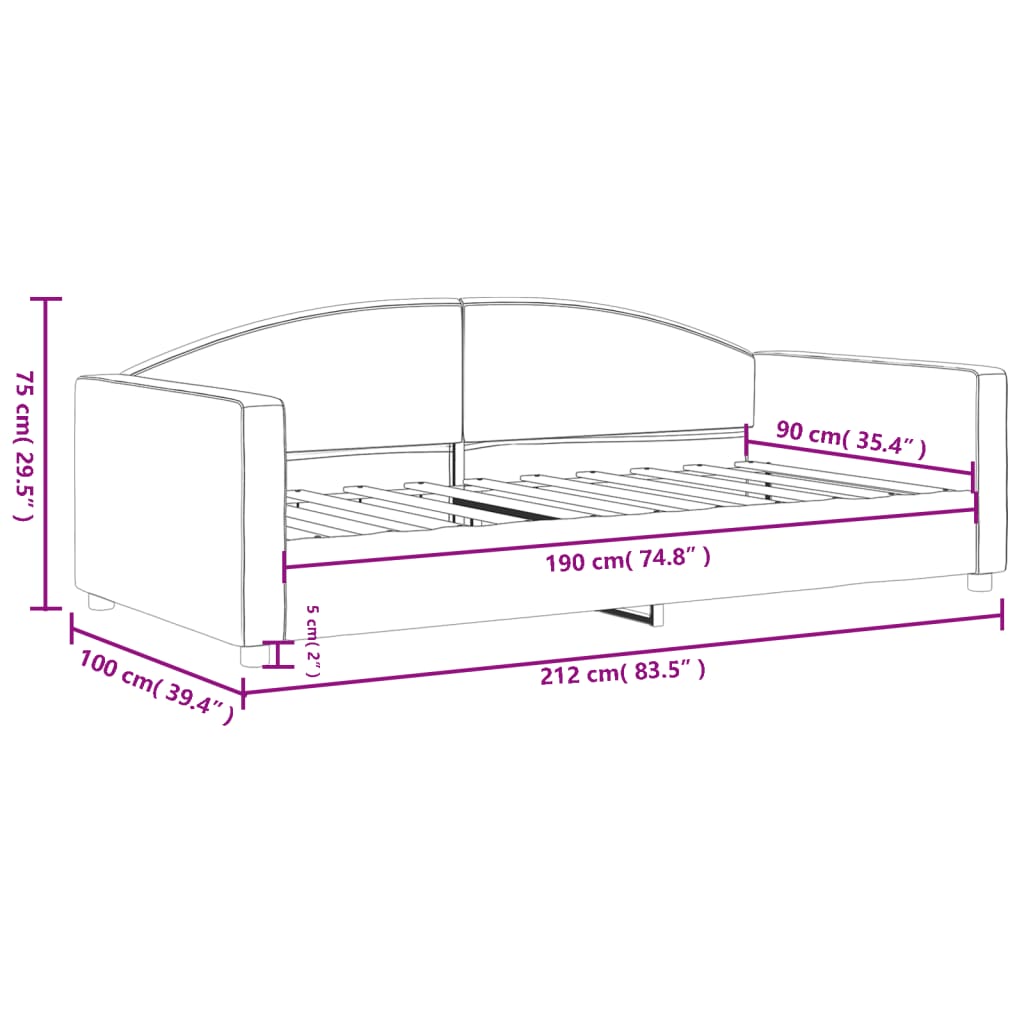 Slaapbank Stof 90 x 190 cm Lichtgrijs zonder matras