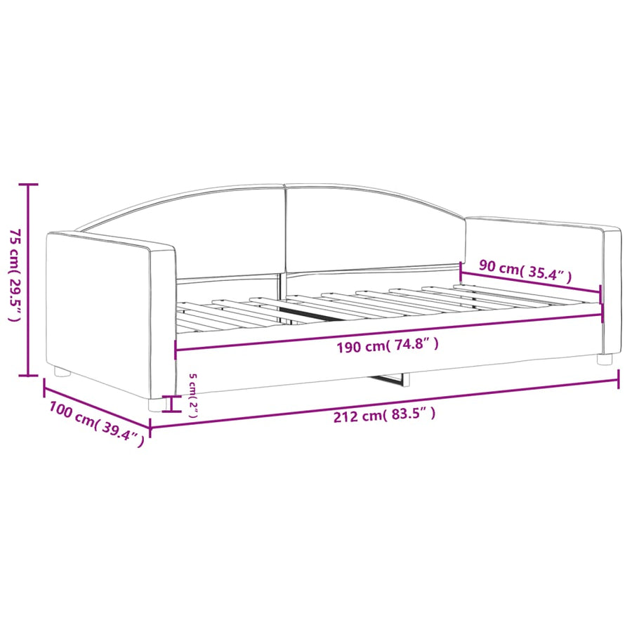 Slaapbank Stof 90 x 190 cm Donkergrijs zonder matras