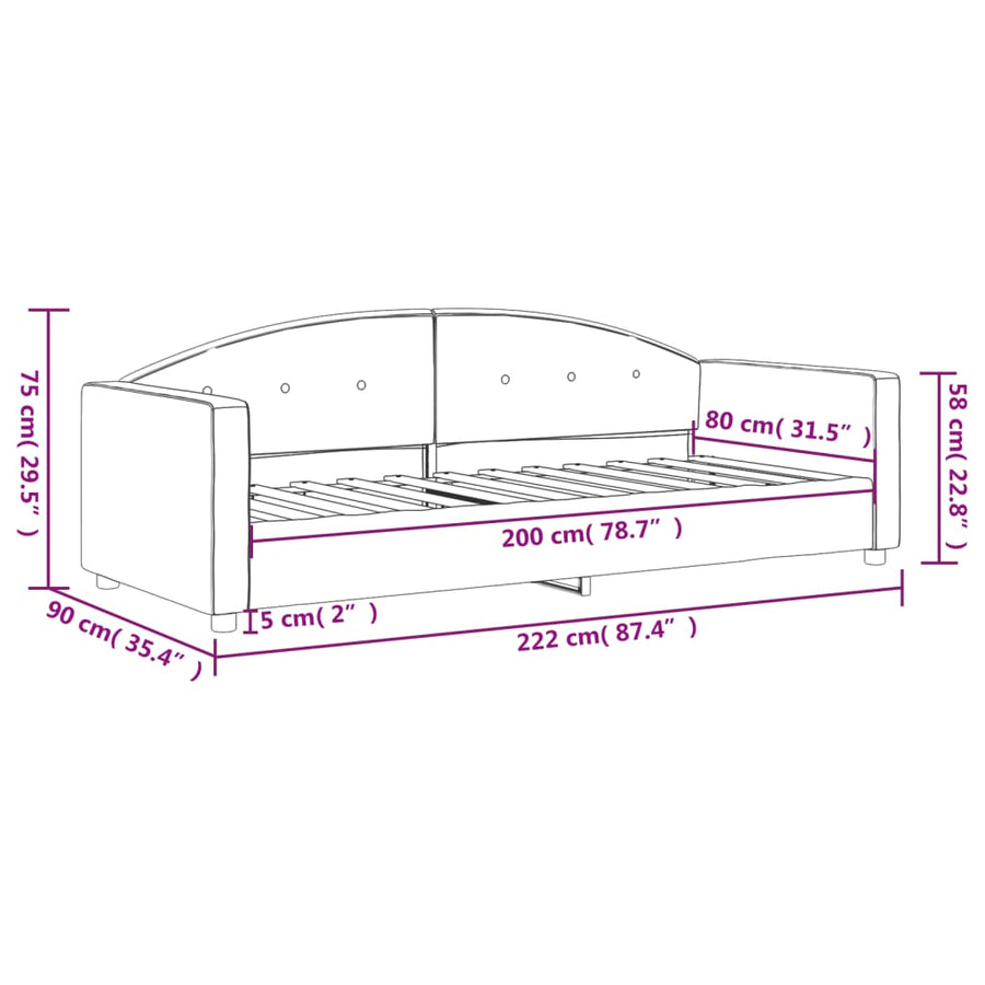Slaapbank 80x200 cm fluweel donkergrijs