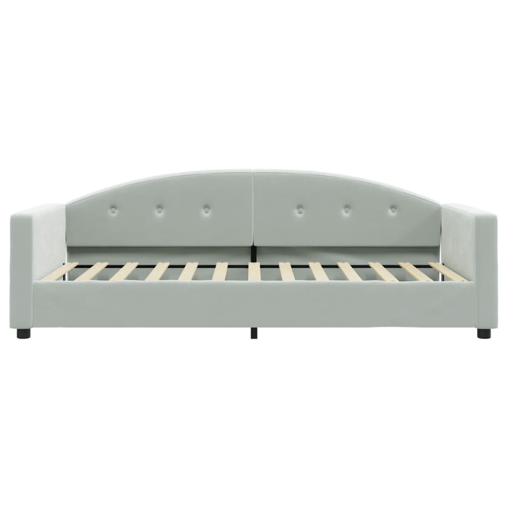 Slaapbank Fluweel 90x200 cm Lichtgrijs zonder matras