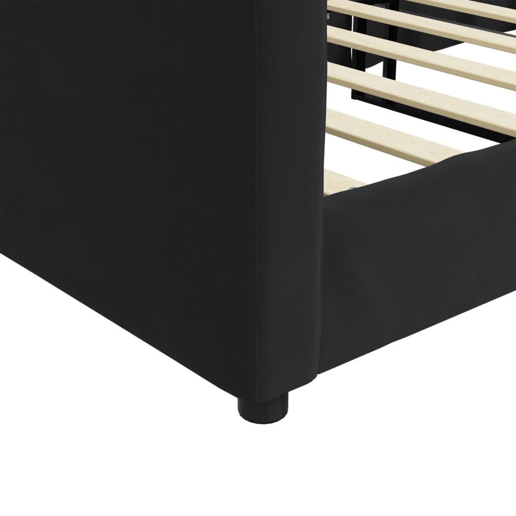 Slaapbank Fluweel 90x200 cm Zwart zonder matras